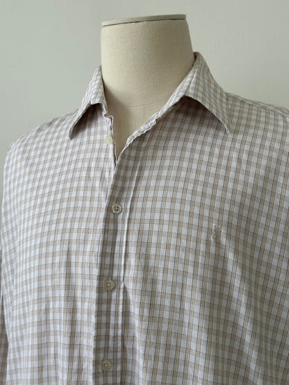 Yves Saint Laurent Pour Homme 2000s Pure Cotton Check Shirt - XL