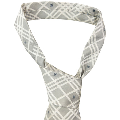 Vintage 2000s Burberry Nova Check Monogram Silk Tie | O/S, Grey