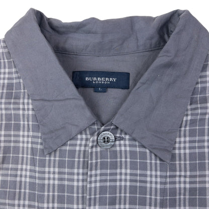 Vintage 2000s Burberry Nova Check Long Sleeve Button Up Pyjama Shirt Size L | Large, Grey