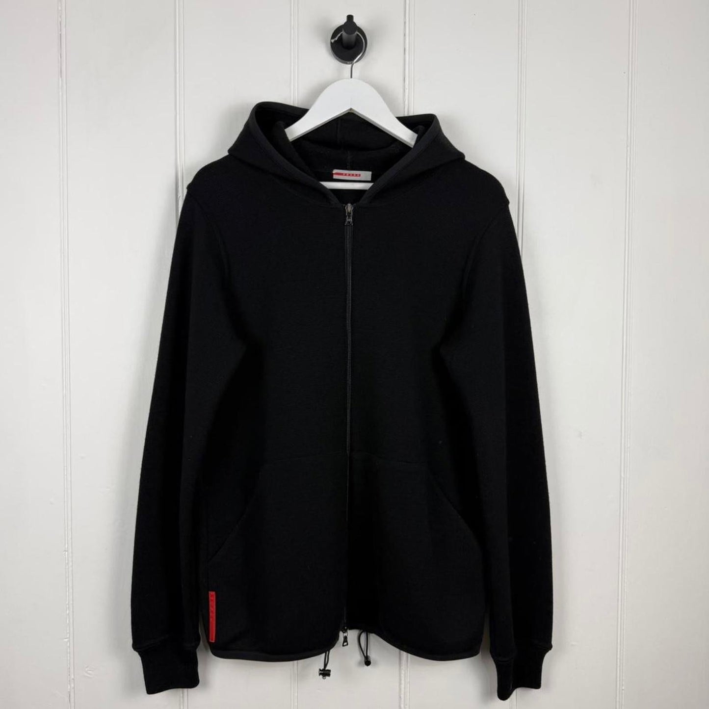 2000's Prada Wool Zip Hoodie Black (L/XL) | Large, Black