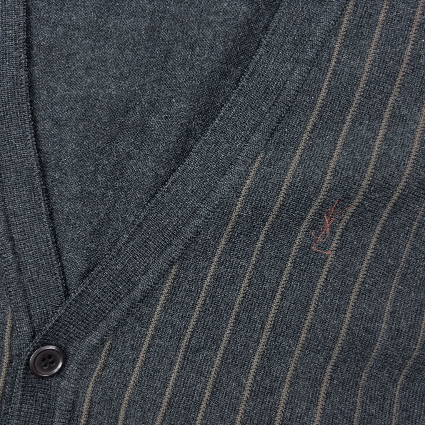 Vintage 90s YSL Yves Saint Laurent Striped Cardigan Size M | Medium, Grey