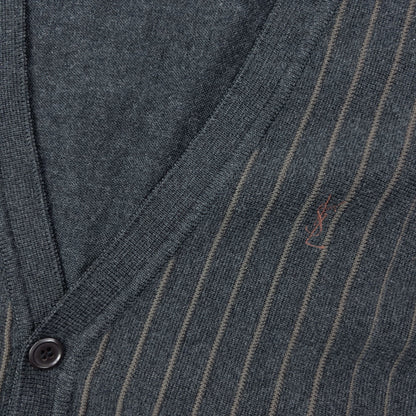 Vintage 90s YSL Yves Saint Laurent Striped Cardigan Size M | Medium, Grey