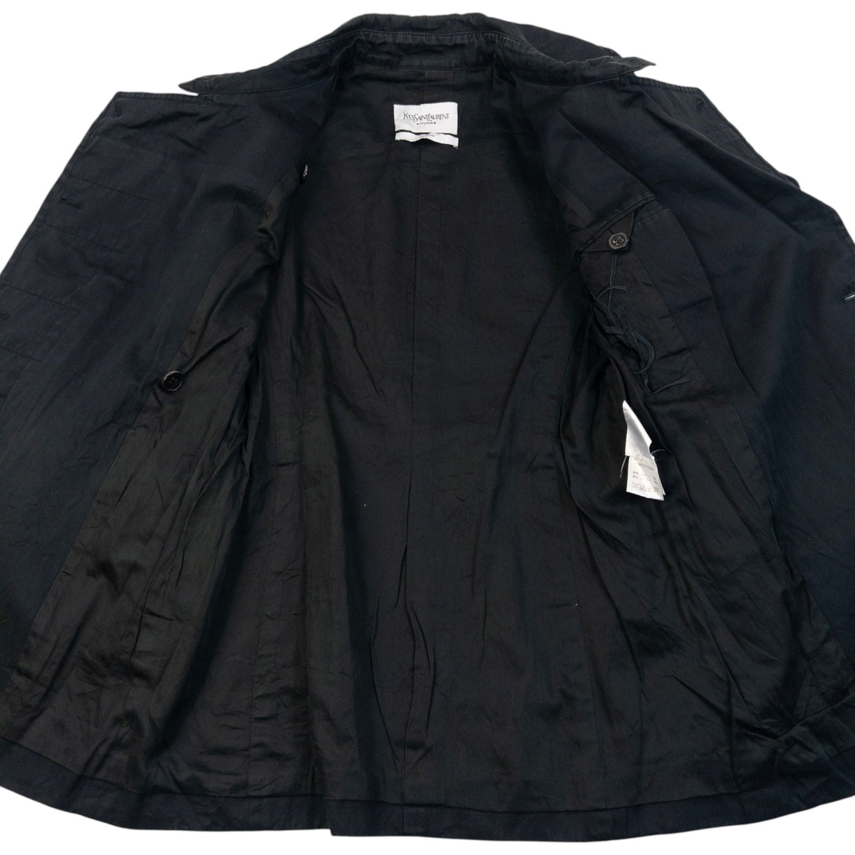 Vintage 2000s YSL Yves Saint Laurent By Tom Ford Belt Waist Trench Jacket Womens | Medium, Black