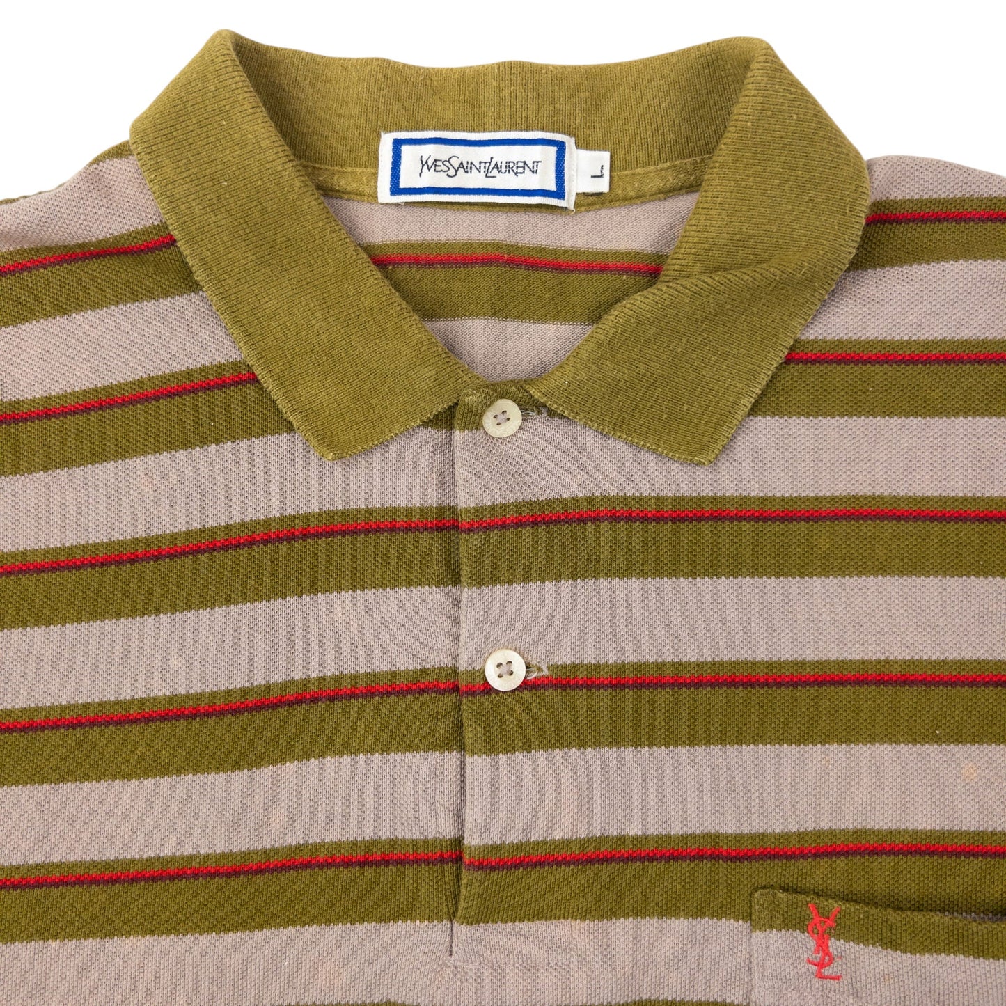 Vintage 80s YSL Yves Saint Laurent Striped Long Sleeve Polo Shirt Size M | Medium, Red