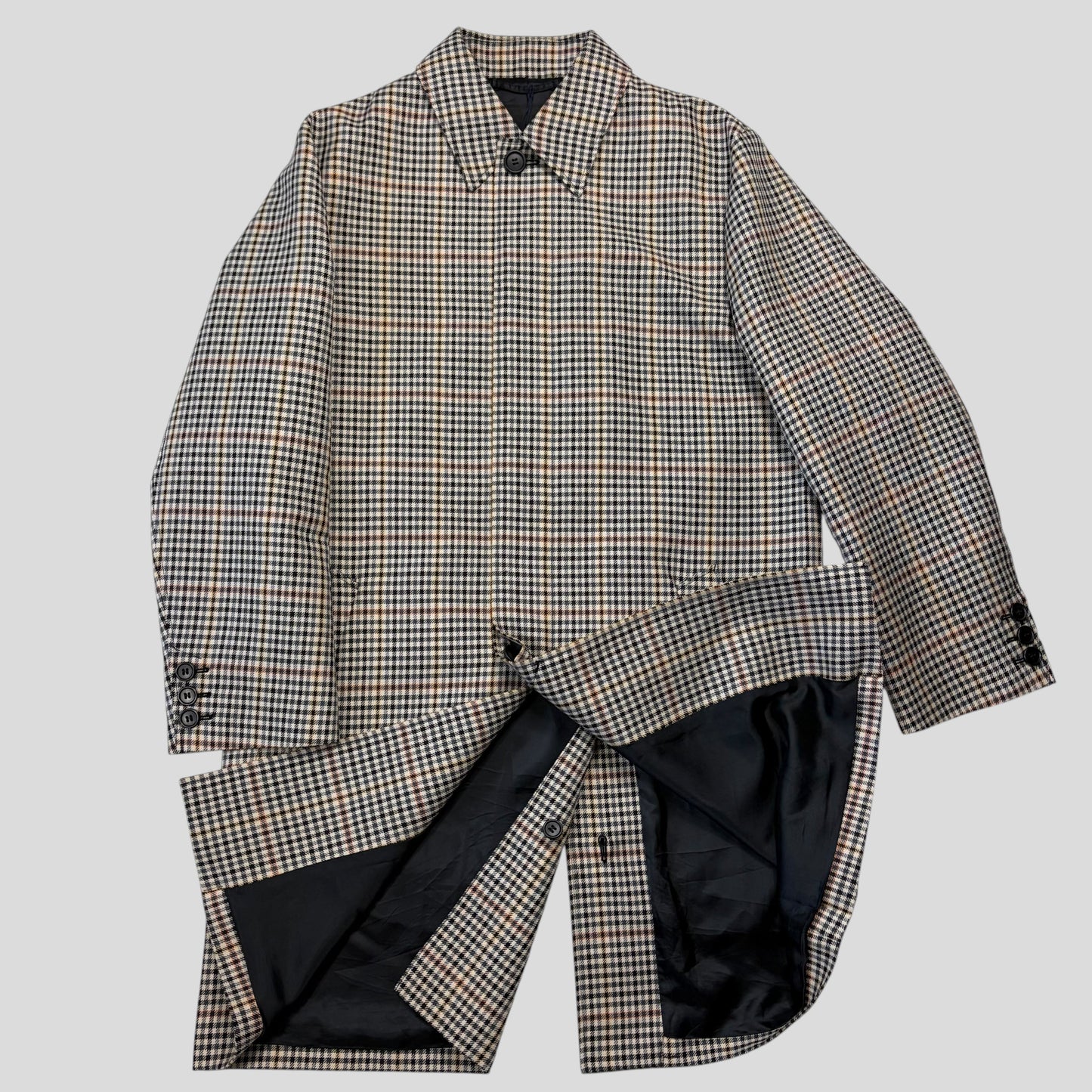 Prada 2020 Plaid Houndstooth Impermeable Virgin Wool Car Coat  - M | O/S, Red