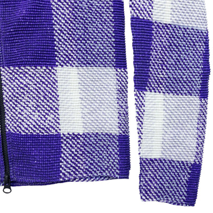 Vintage 90s Issey Miyake Checkered Zip Cardigan Womens SAMPLE Size S | Small, Purple