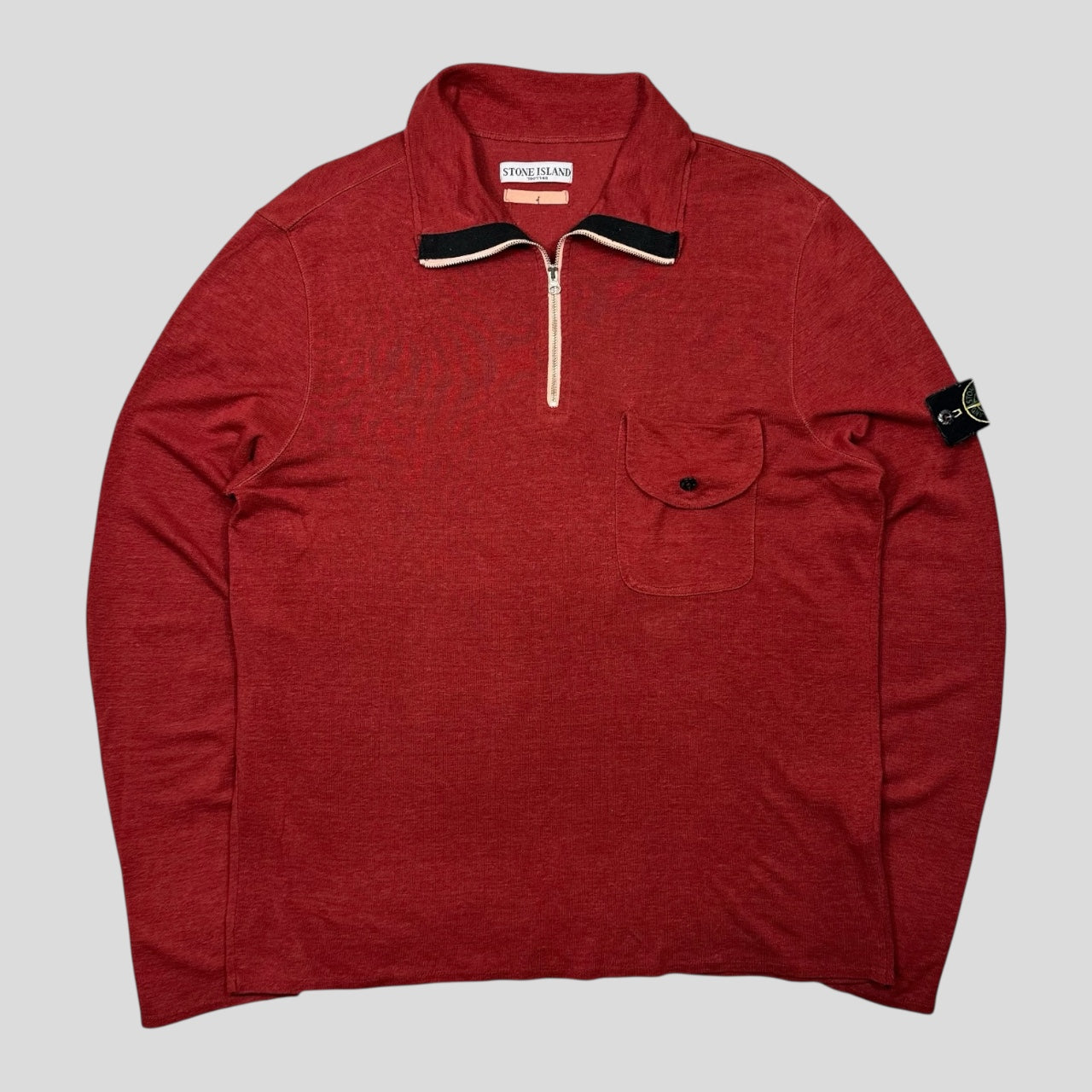 Stone Island 2010 Blood Red Flax & Silk Lightweight Knit - L | Default Title, Red
