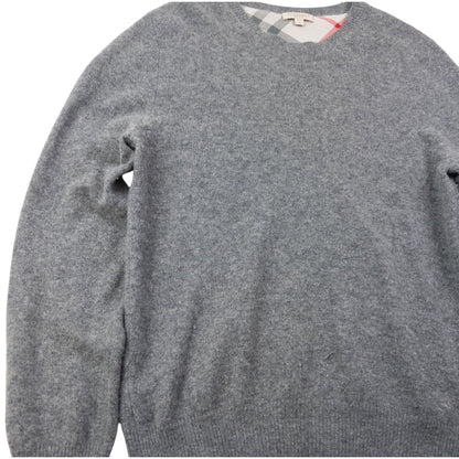 Vintage 2000s Burberry Brit Nova Check Elbow Patch Cashmere Jumper Size M | Medium, Grey