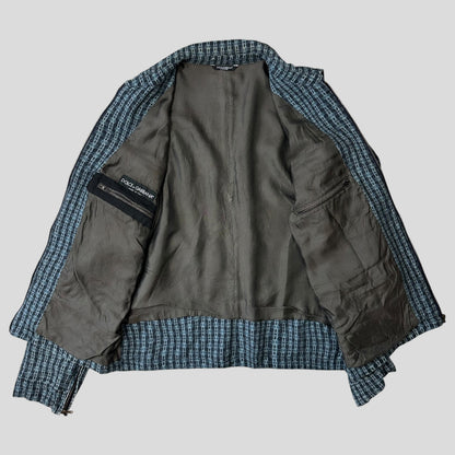 Dolce & Gabbana 00’s Psychedelic Barbed Wire CottonBiker Jacket - M | Default Title, Blue