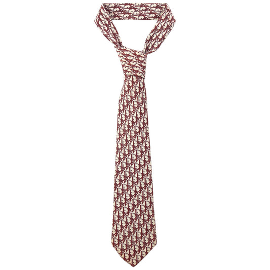 Vintage 90s Dior Monogram Silk Tie | O/S, Cream