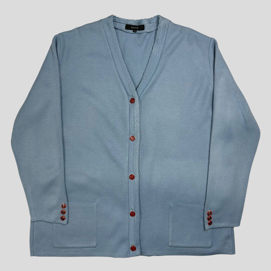 Gucci by Tom Ford 00’s Baby Blue Cable Knit Oversized Cardigan - M/L | Default Title, Blue