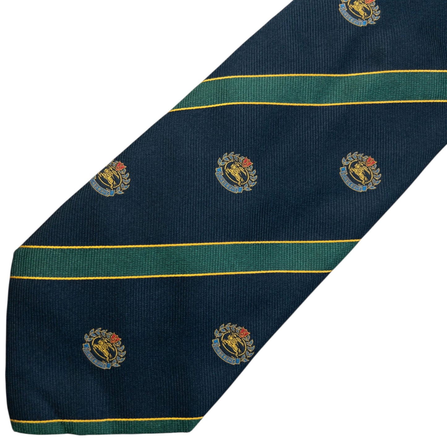 Vintage 80s Burberry Striped Monogram Silk Tie | O/S, Green
