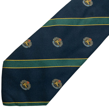 Vintage 80s Burberry Striped Monogram Silk Tie | O/S, Green