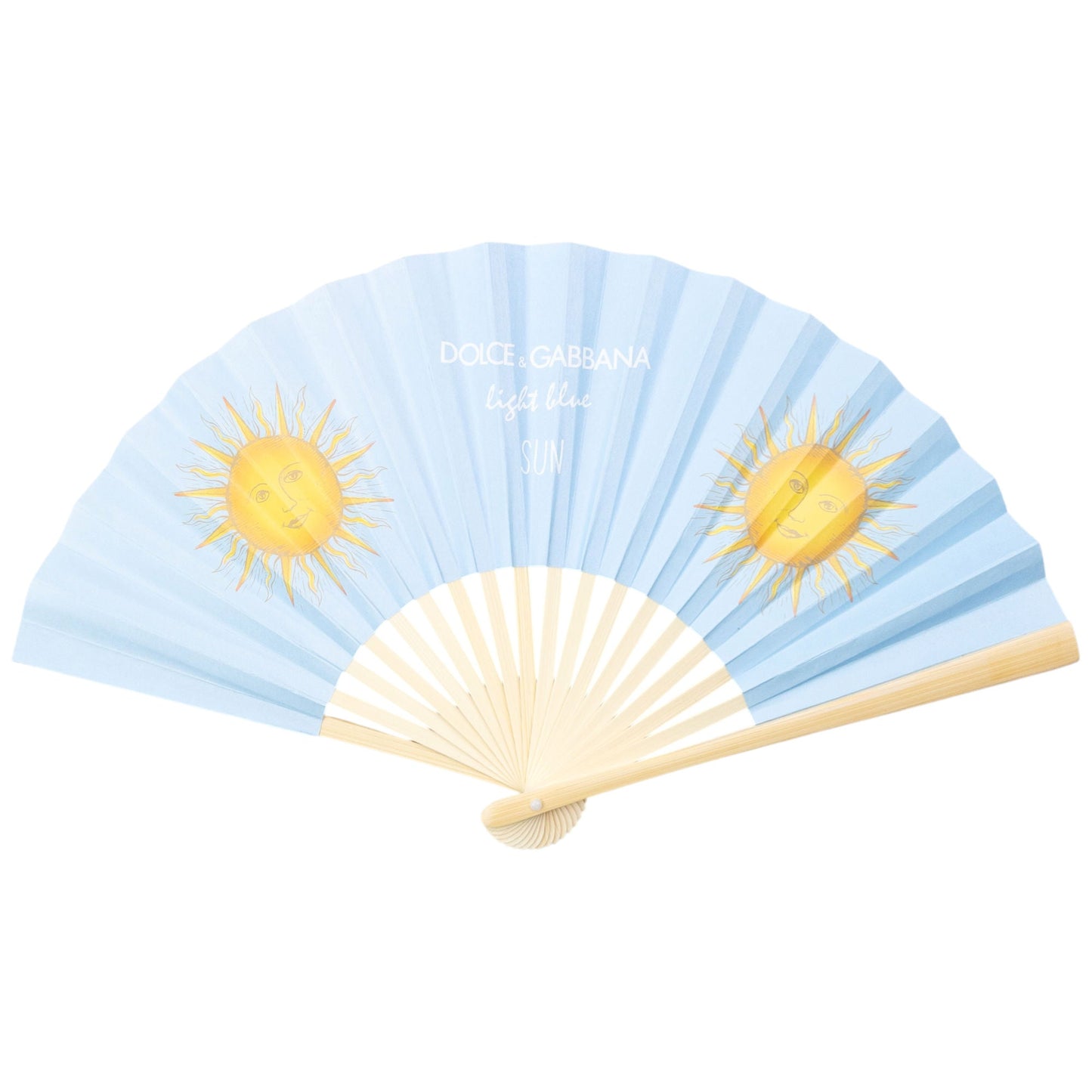 Vintage 2000s Dolce & Gabbana Light Blue Sun Paper Hand Fan | O/S, Blue