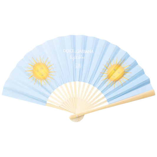 Vintage 2000s Dolce & Gabbana Light Blue Sun Paper Hand Fan | O/S, Blue