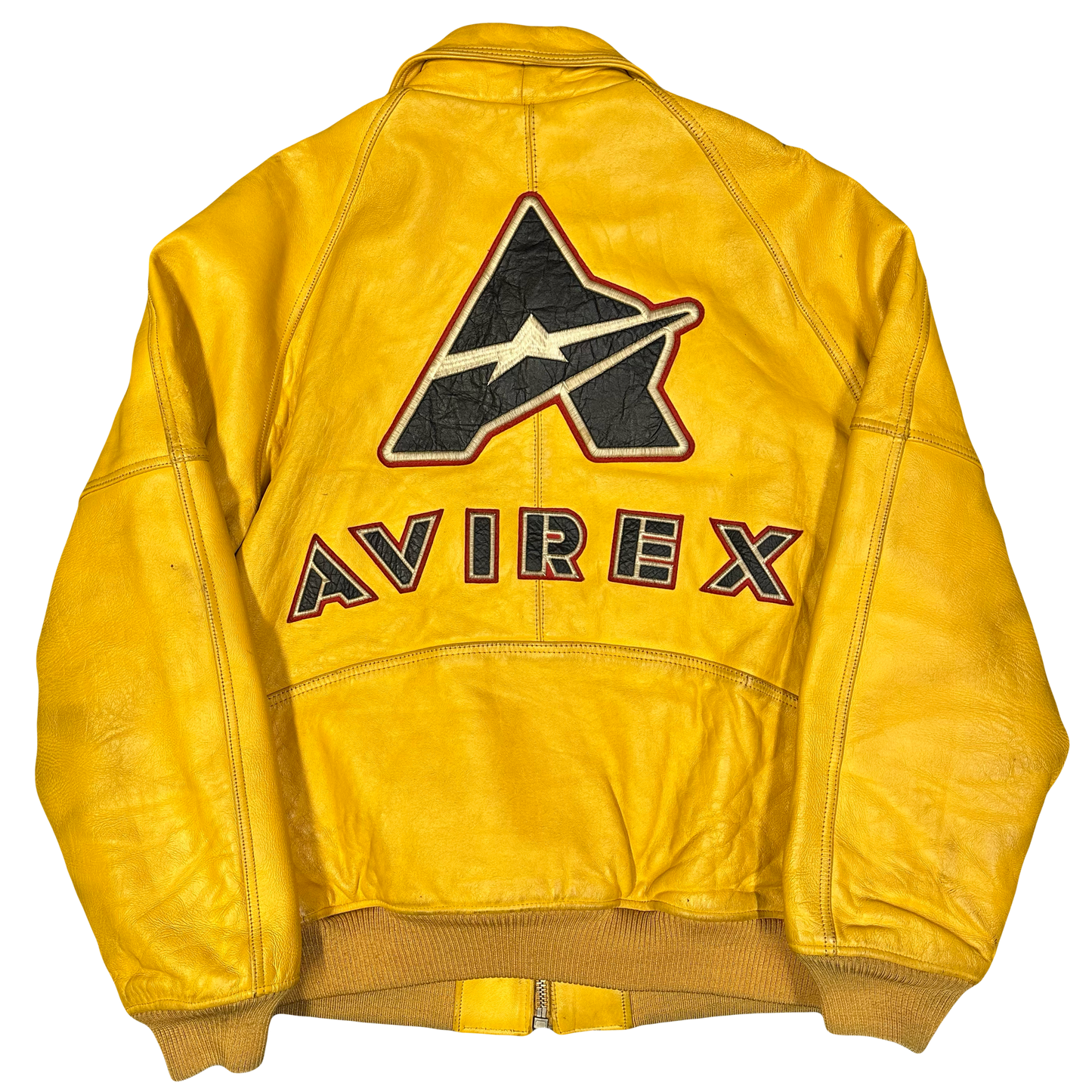 Avirex Leather Jacket In Yellow ( XXL )