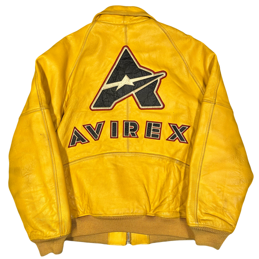 Avirex Leather Jacket In Yellow ( XXL )