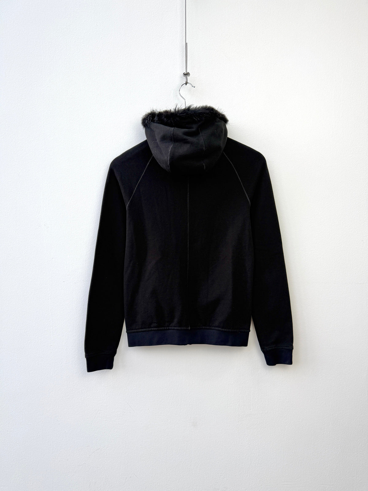 Prada Sport 2007 Contrast Stitch Fur Hood Track Jacket | Small, Black