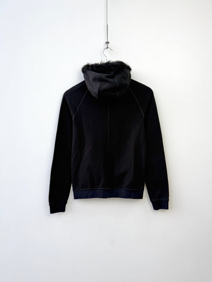 Prada Sport 2007 Contrast Stitch Fur Hood Track Jacket | Small, Black