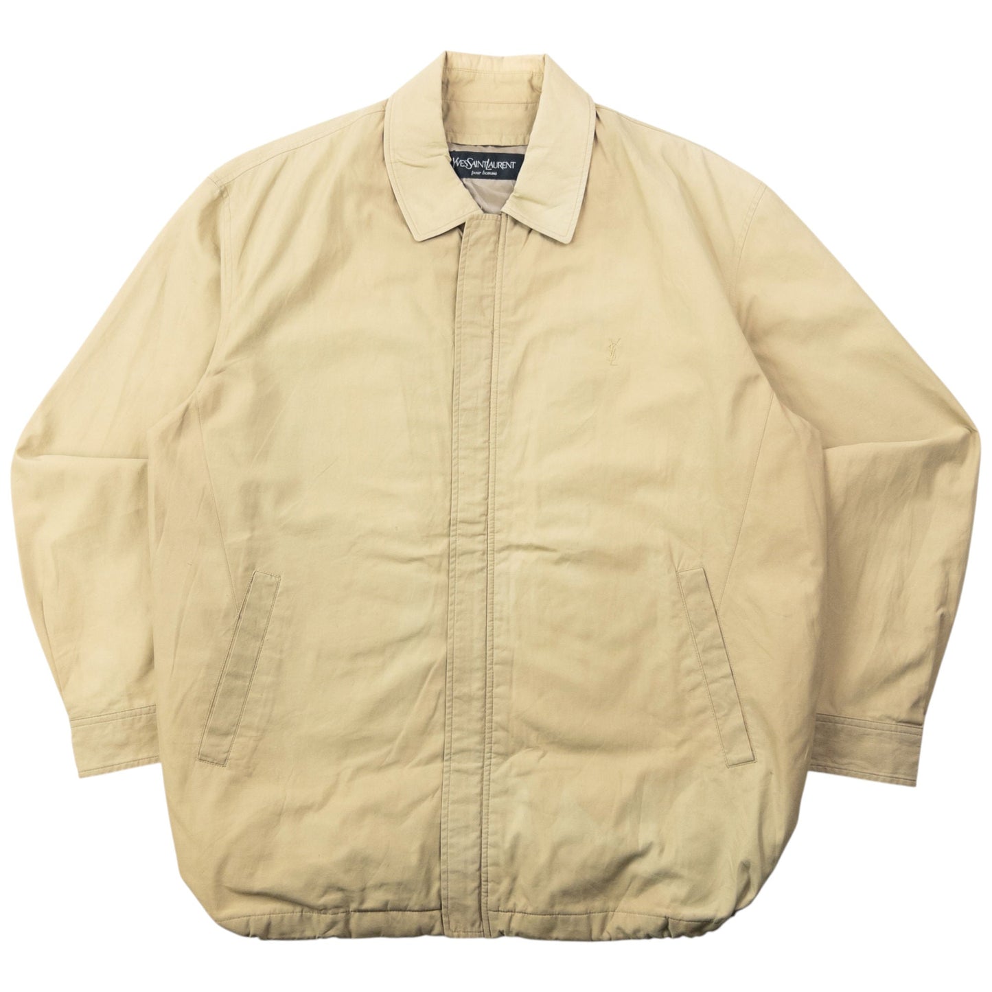 Vintage 90s YSL Yves Saint Laurent Harrington Jacket Size L | Large, Beige