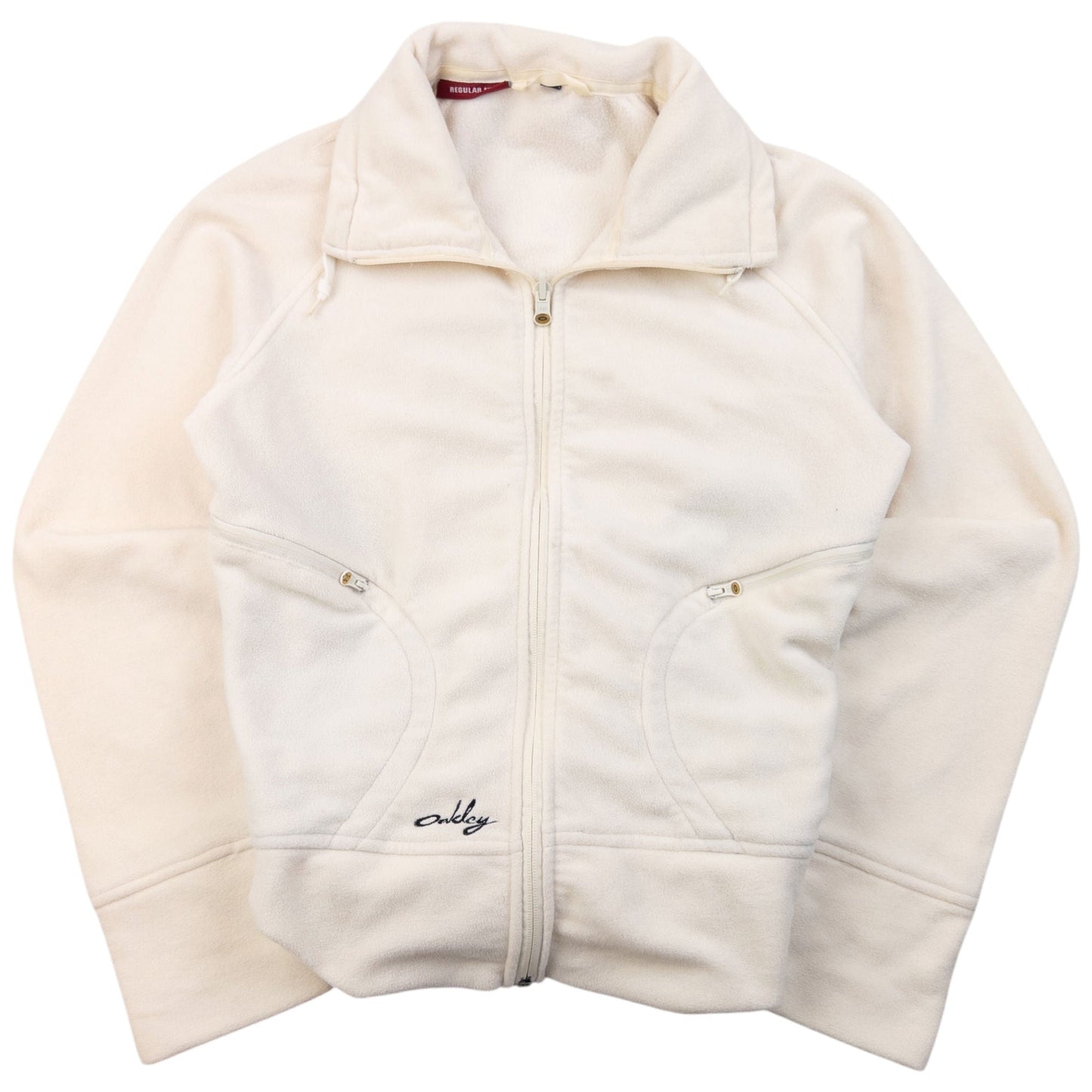 Vintage 90s Oakley Zip Up Fleece Jacket Womens Size M | Medium, Cream