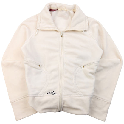 Vintage 90s Oakley Zip Up Fleece Jacket Womens Size M | Medium, Cream