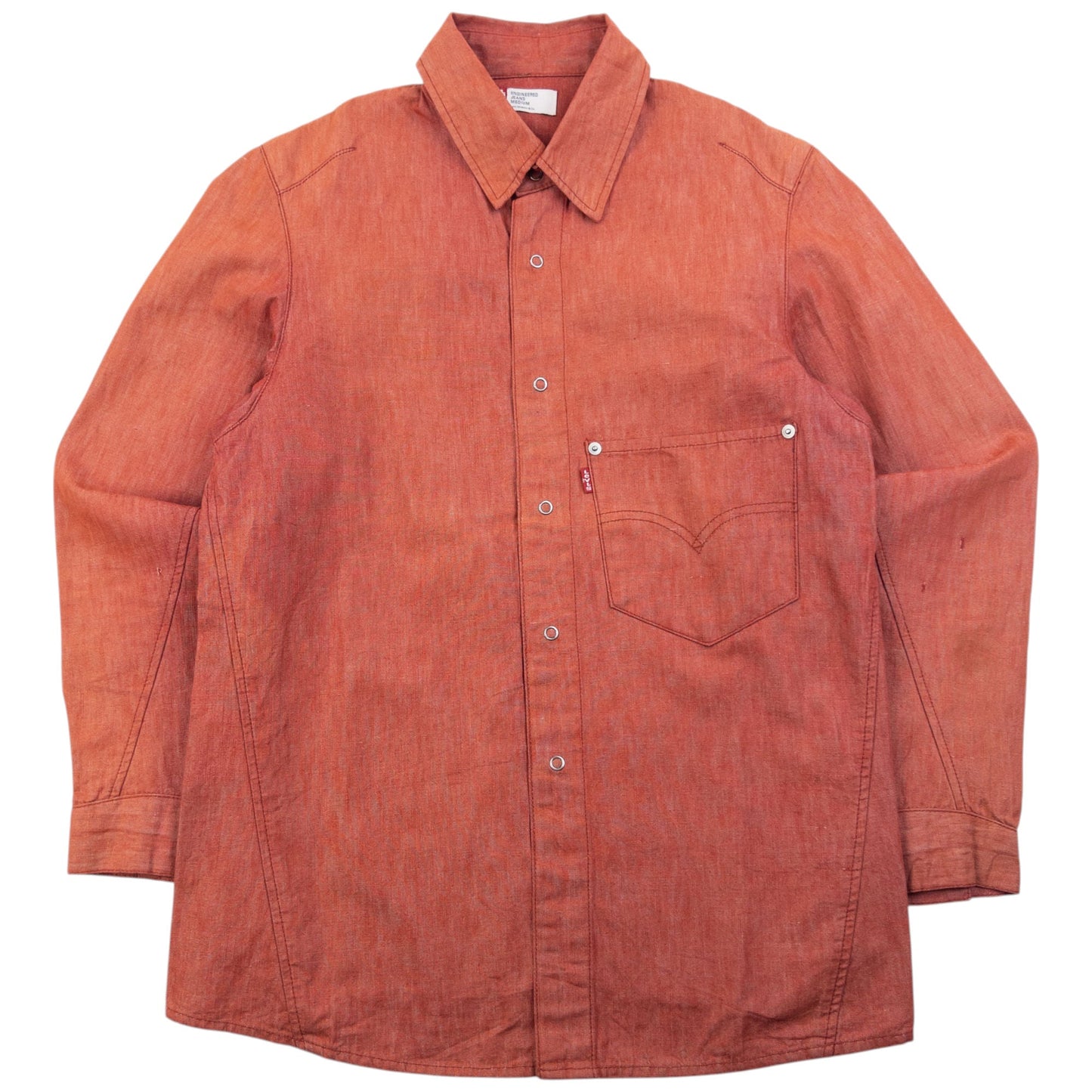 Vintage 2000s Levi's Engineered Garments Snap Button Up Denim Shirt Size S | Small, Orange