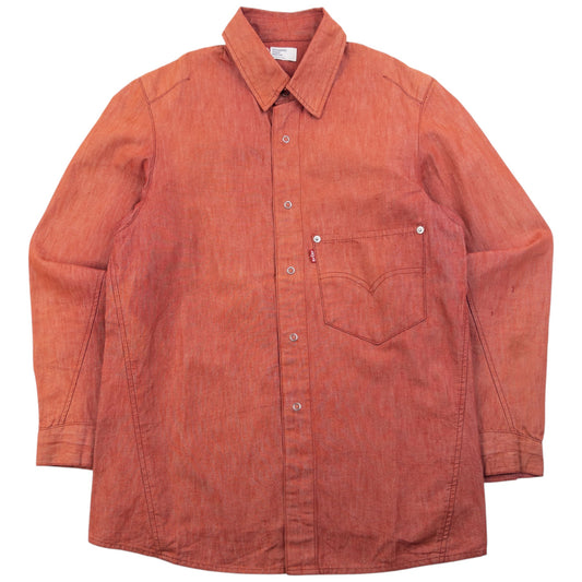 Vintage 2000s Levi's Engineered Garments Snap Button Up Denim Shirt Size S | Small, Orange