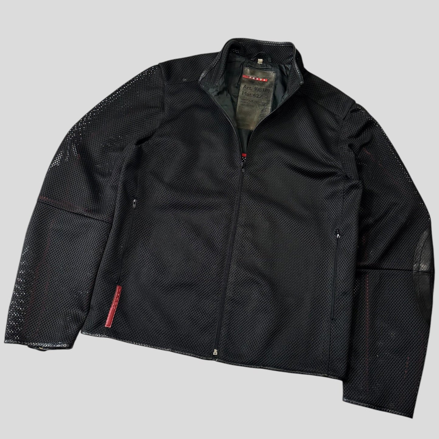 Prada Sport SS00 SAMPLE Mesh + Leather Moto Jacket - IT54 | Default Title, Multicoloured