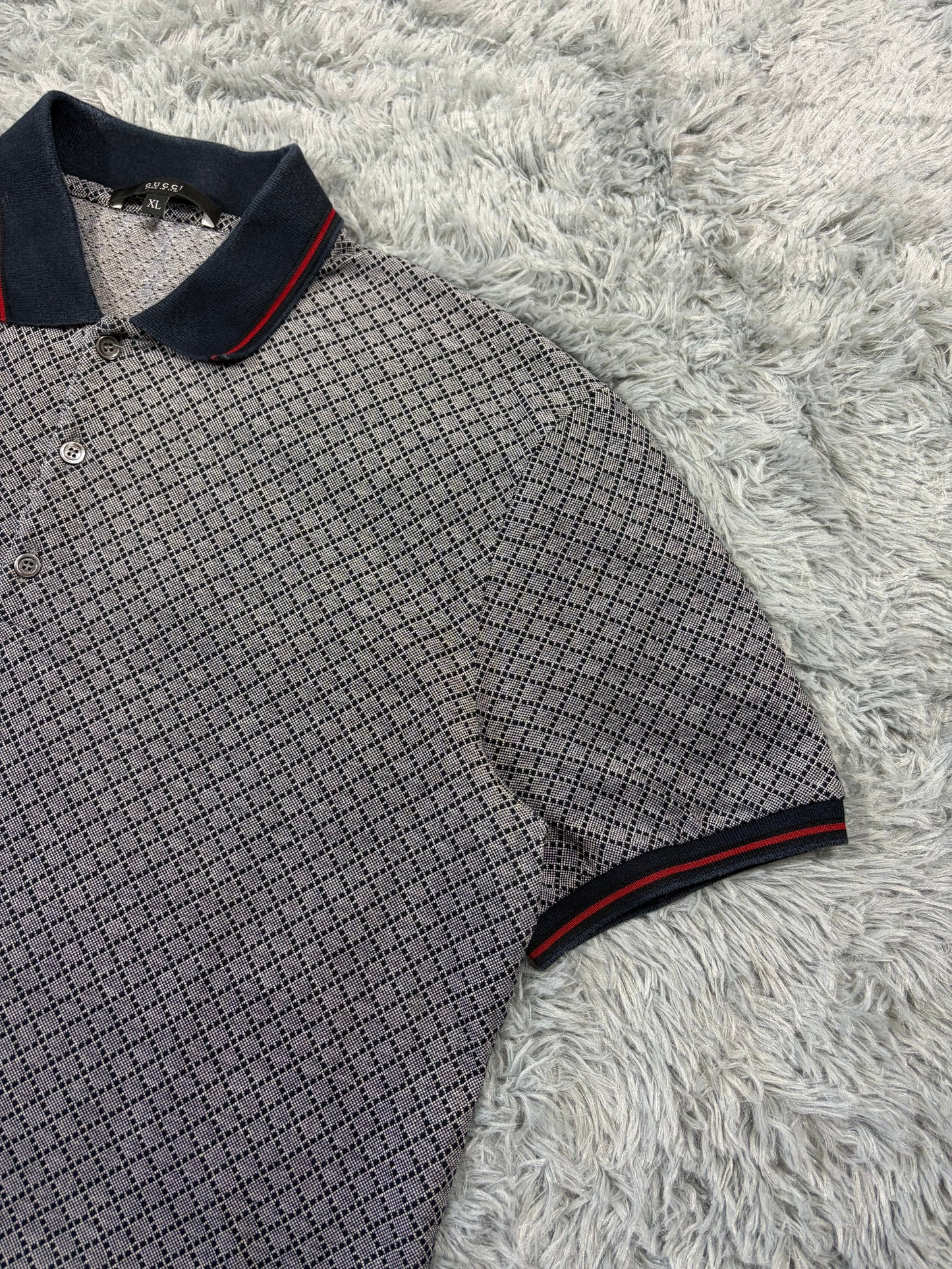Gucci 2011 Cross Monogram Web Stripe Polo Shirt - L | O/S, Grey