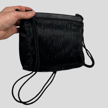 Prada Milano 90’s Velvet Textured Stripe Crossbody Bag | O/S, Black