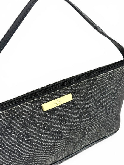 2000s Gucci Monogram Black/Grey Pochette Boat Bag | O/S, Multicoloured