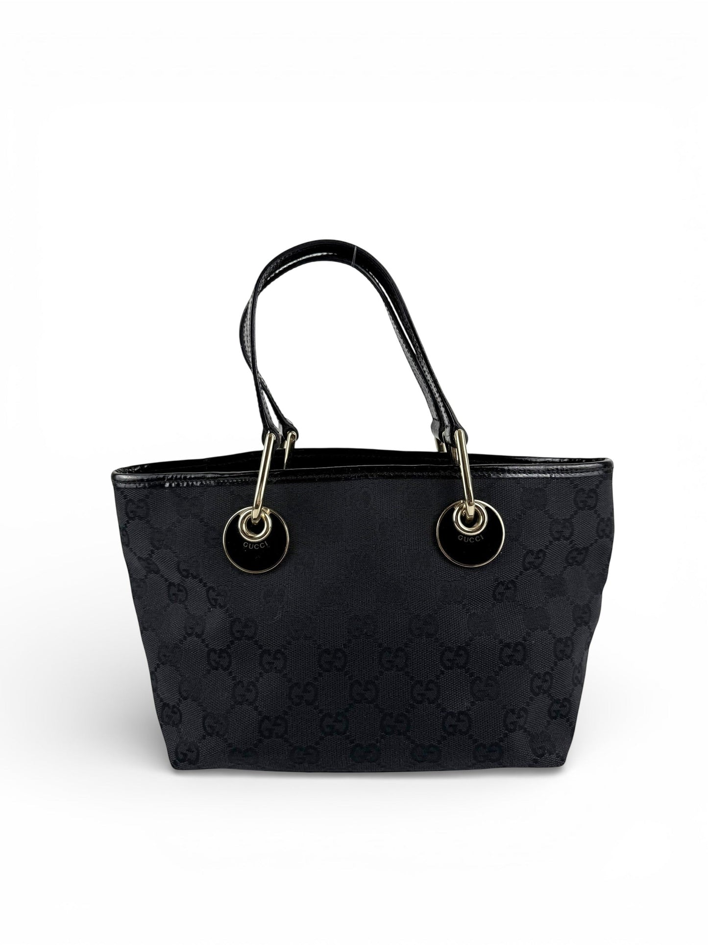 Vintage 90s Gucci Monogram Black Mini Tote Handbag | O/S, Black