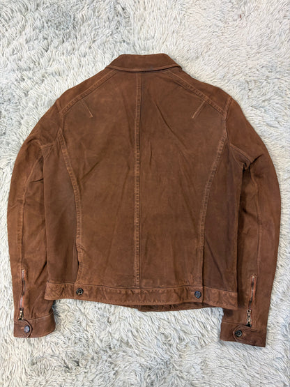 Neil Barrett 2006 Brad Pitt Suede Leather Multipocket Moto Jacket - M | Large, Brown