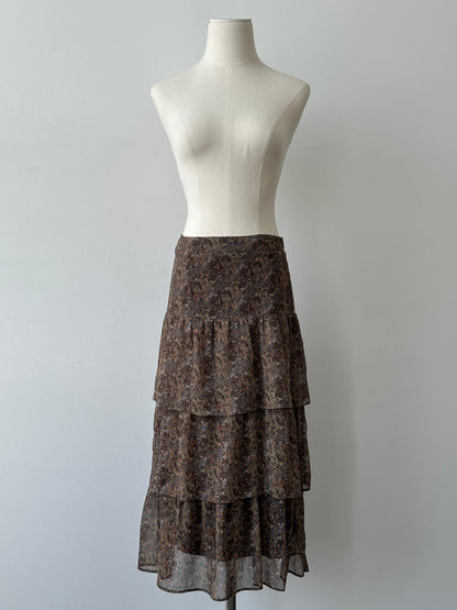 Vintage 2000s Paisley Pleated Midi Skirt - W26