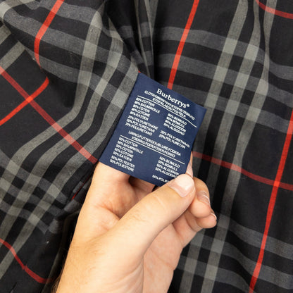 Vintage 90s Burberry Nova Check Lined Belt Waist Trench Jacket Womens Size XL | XL, Navy