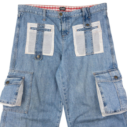 Vintage 2000s Dolce & Gabbana Mesh Cargo Pocket Denim Jeans Size W38