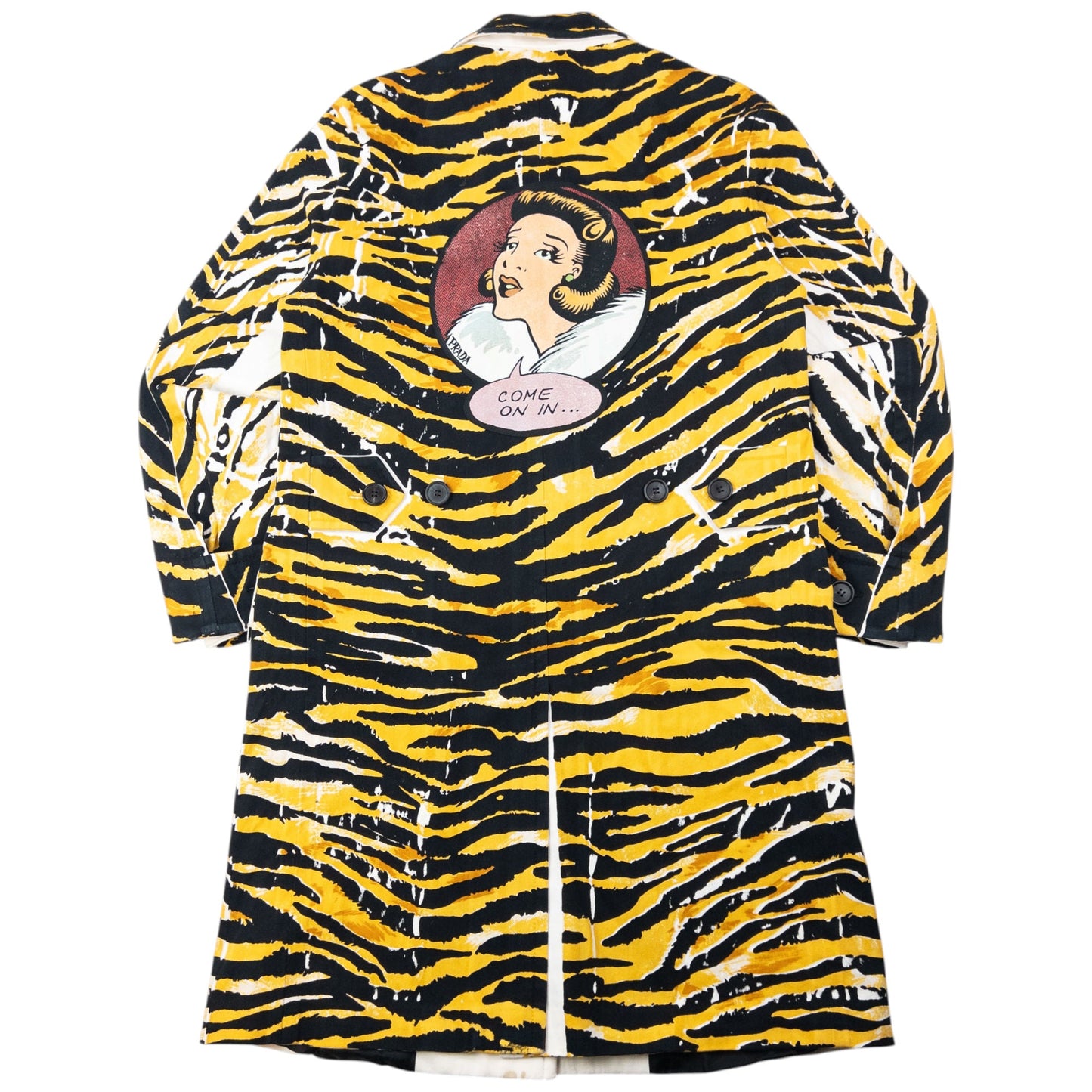 2018 Prada Tiger Stripe Pop Art Jacket Womens Size XL | XL, Yellow, Black, White