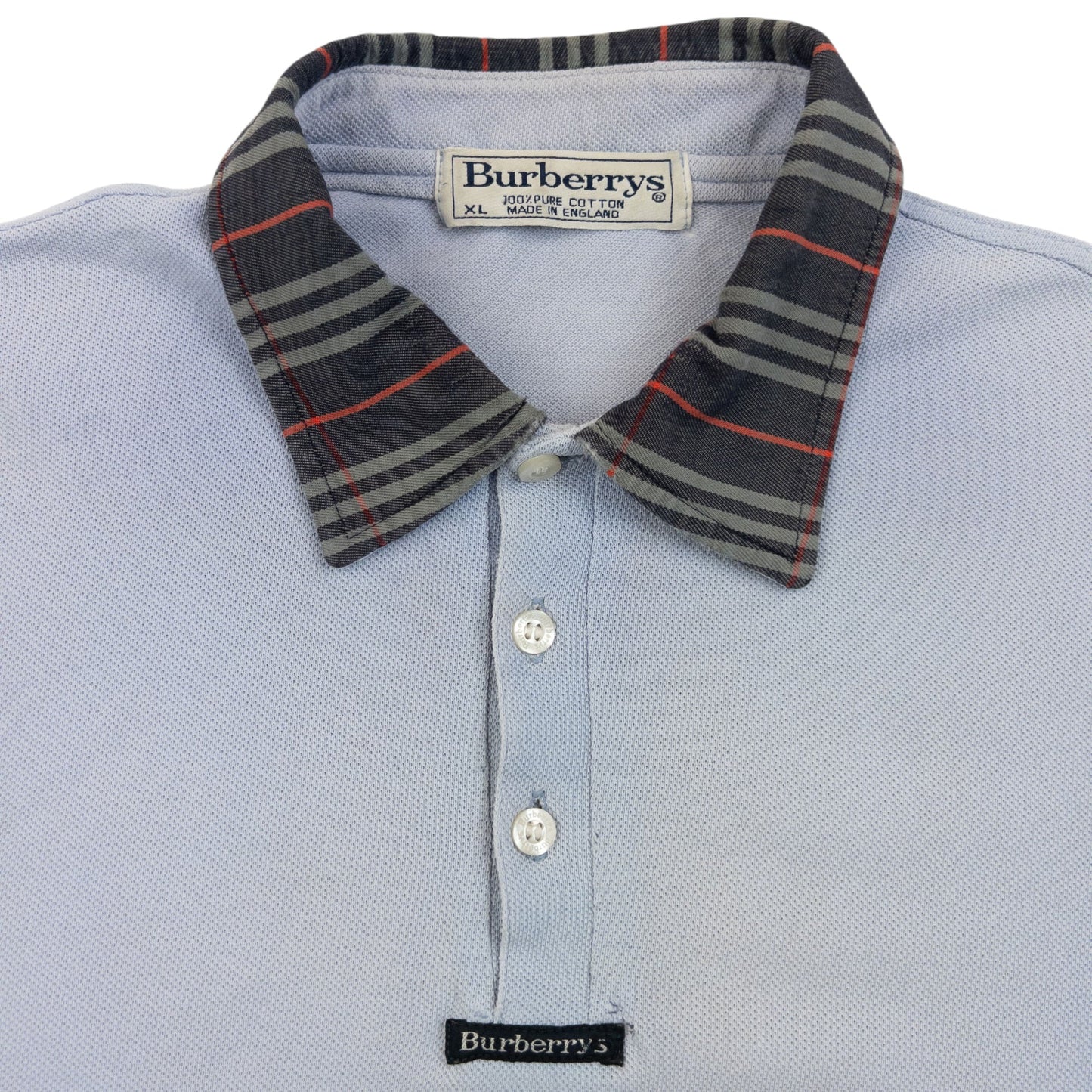 Vintage 90s Burberry Nova Check Collar Polo Shirt Size M | Medium, Blue