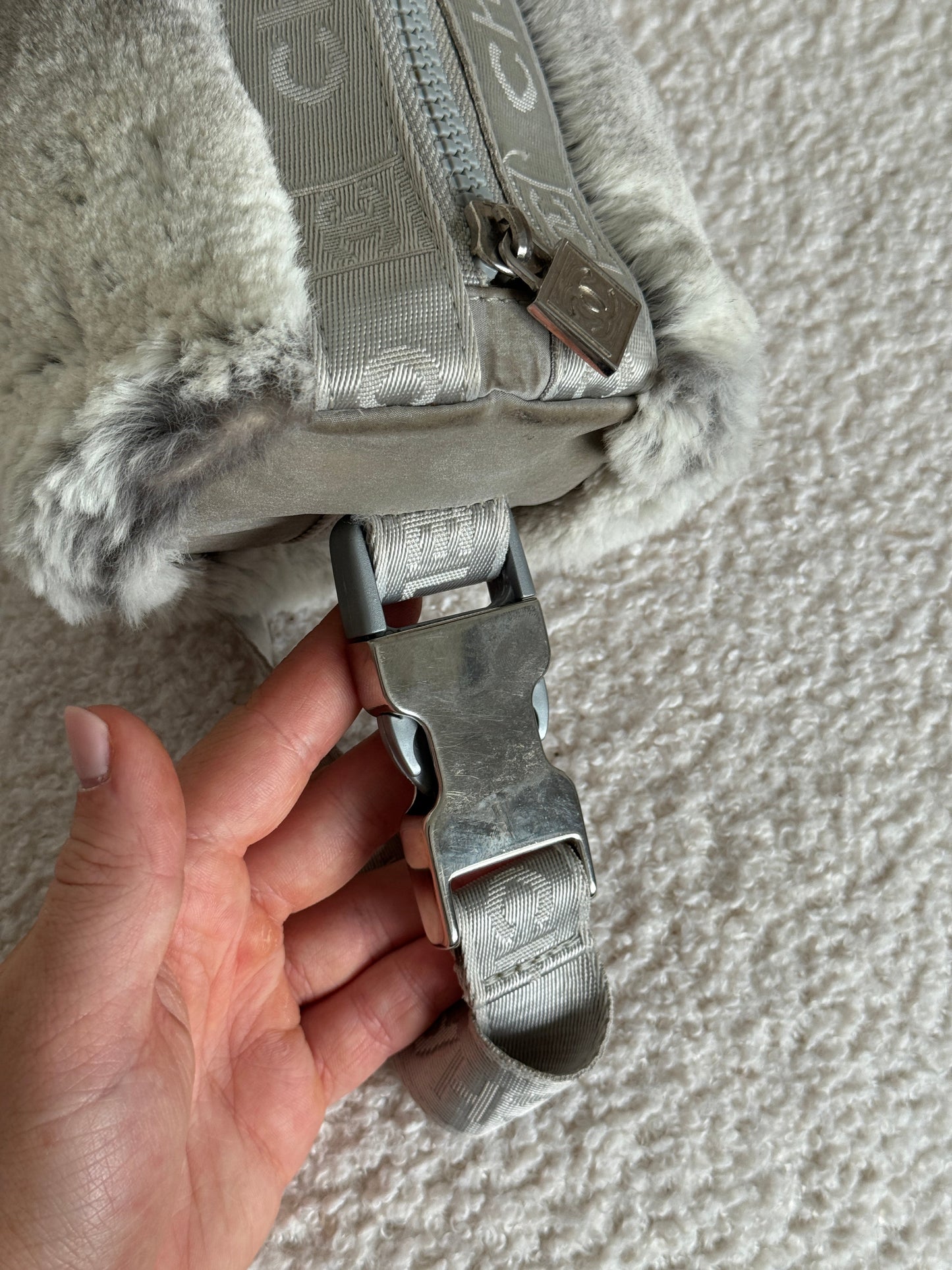Vintage 2005/2006 Chanel Sport Lapin Fur Mini Duffle Shoulder Bag | O/S, Grey