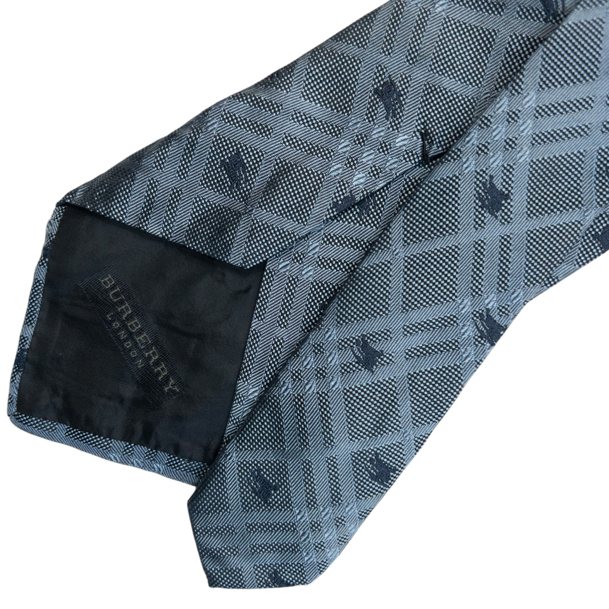 Vintage 2000s Burberry Nova Check Monogram Silk Tie | O/S, Blue