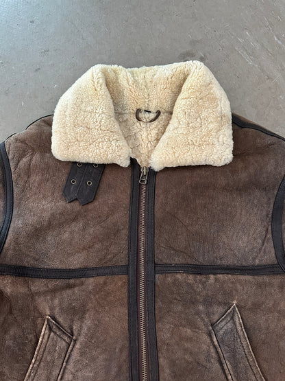 1970’s Wool Lined Shearling Coat - L | Default Title, Red