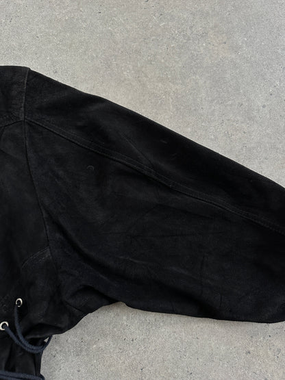 French Vintage 1980s Suede Cropped Biker Jacket - S/M