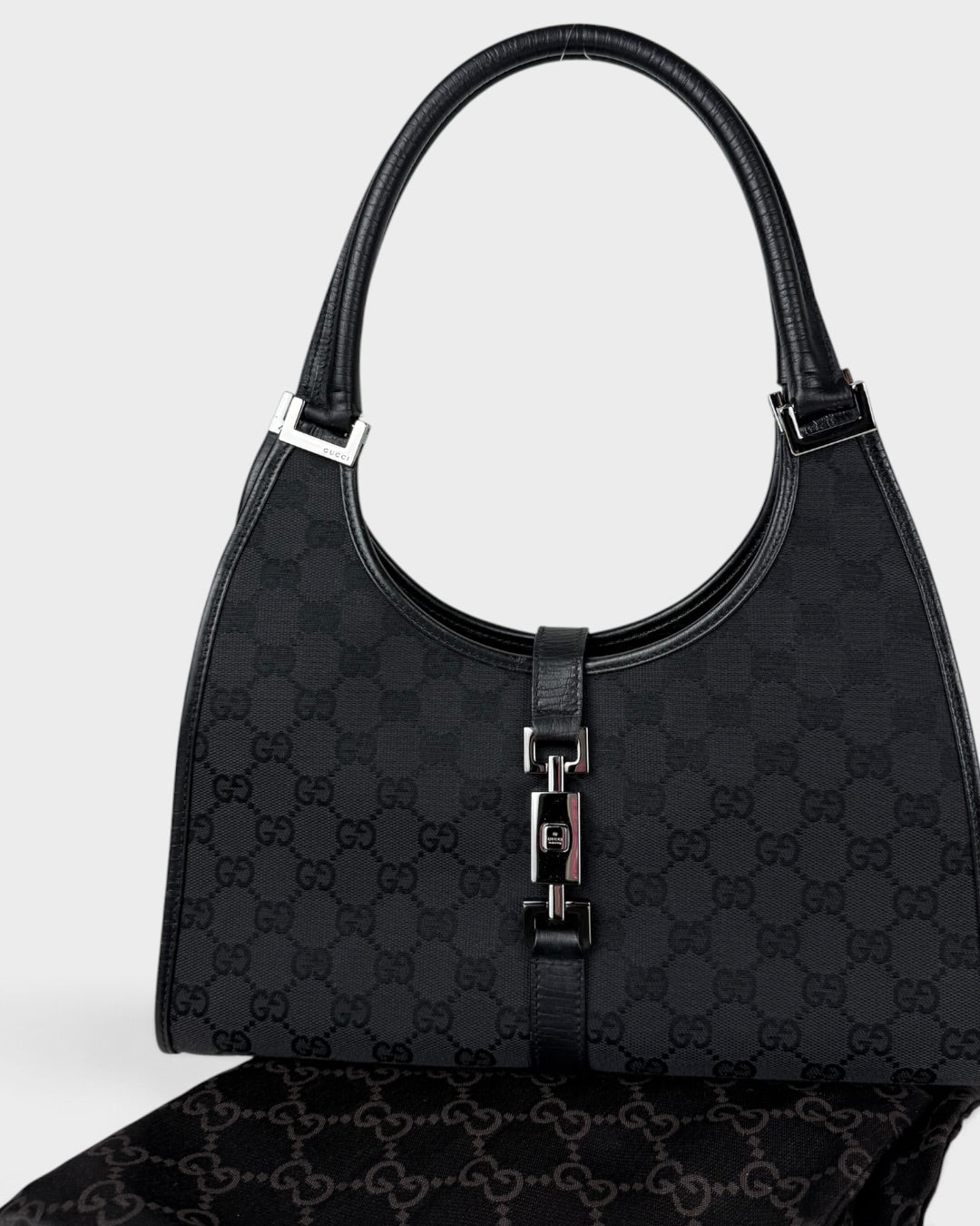 2000s Gucci Monogram Black Jackie Bardot Handbag | O/S, Multicoloured