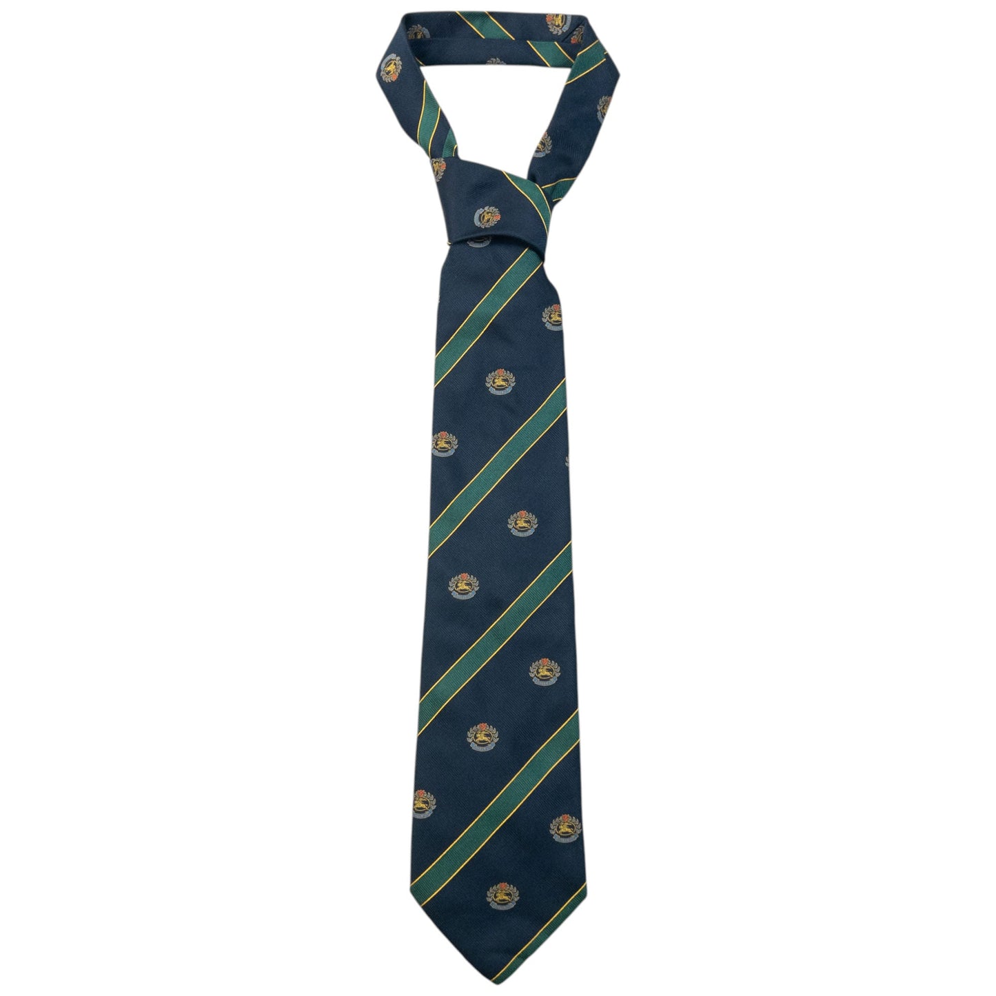 Vintage 80s Burberry Striped Monogram Silk Tie | O/S, Green