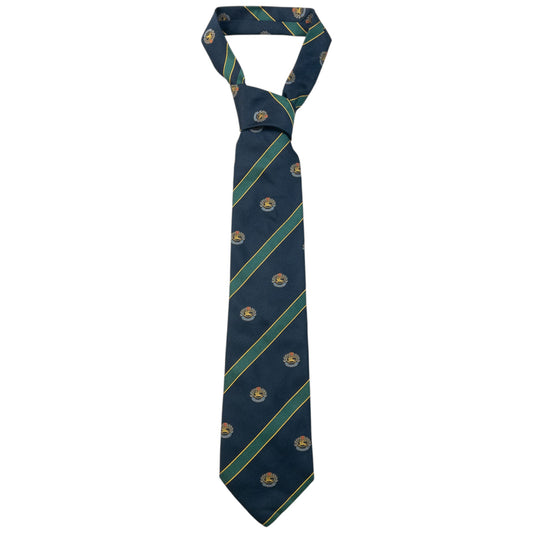 Vintage 80s Burberry Striped Monogram Silk Tie | O/S, Green