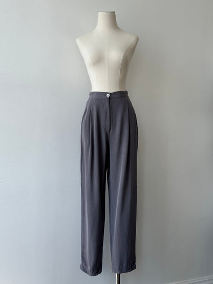 Vintage 1990s Pure Silk Tapered Leg Tailored Trousers - W25