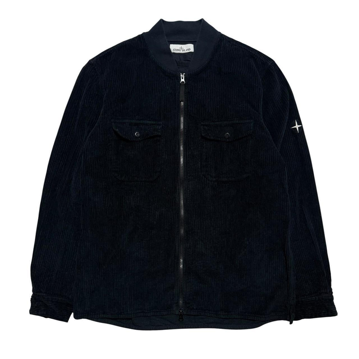 Stone Island Navy Heavy Corduroy Zip Up | XL, Navy