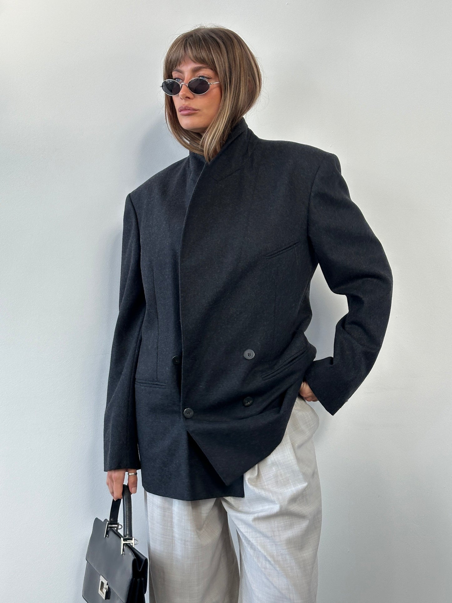 Italian Vintage Pure Wool Double Breasted Blazer - 40R/XL