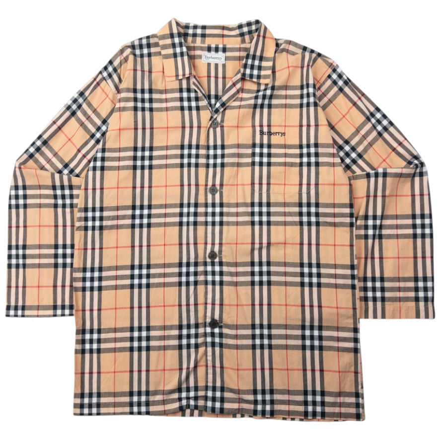 Vintage Burberry Nova Check Long Sleeve Button Up Pyjama Shirt Size L